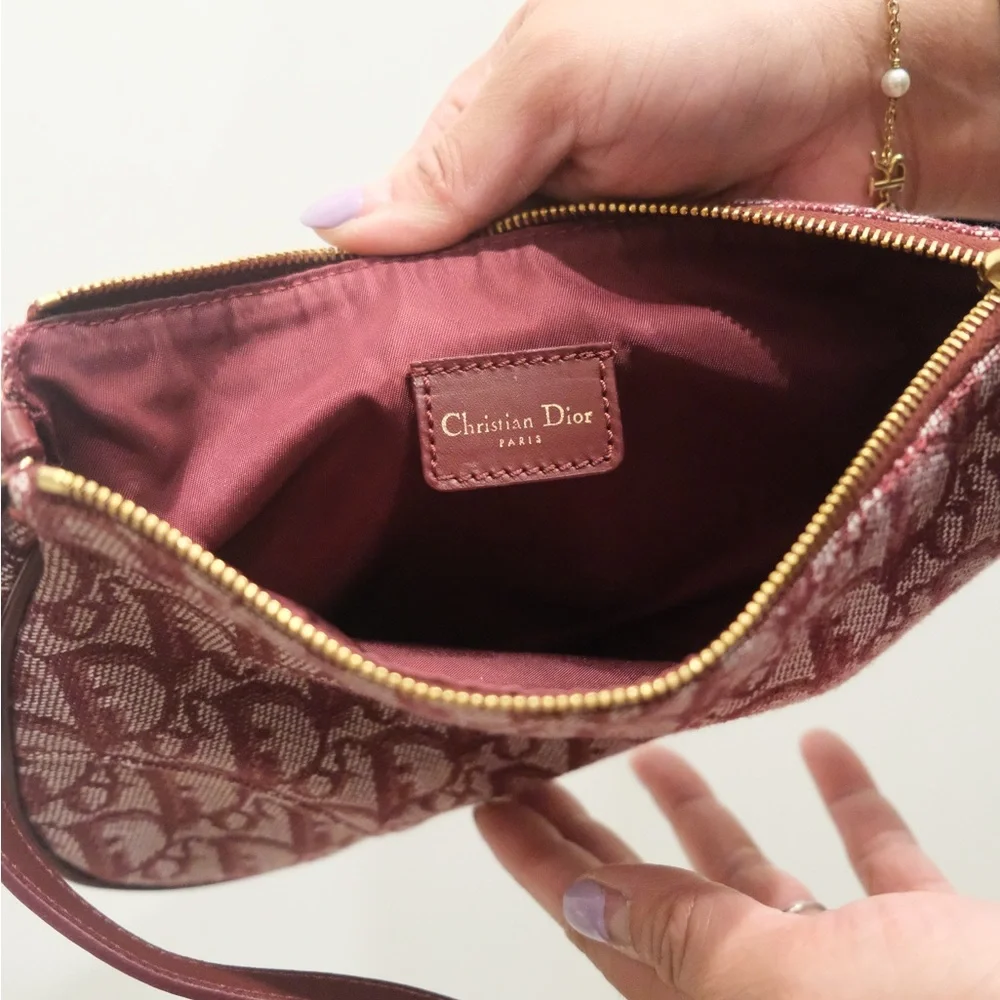 Dior Maroon Monogram Saddle Shoulder Bag - Picture 6 of 11
